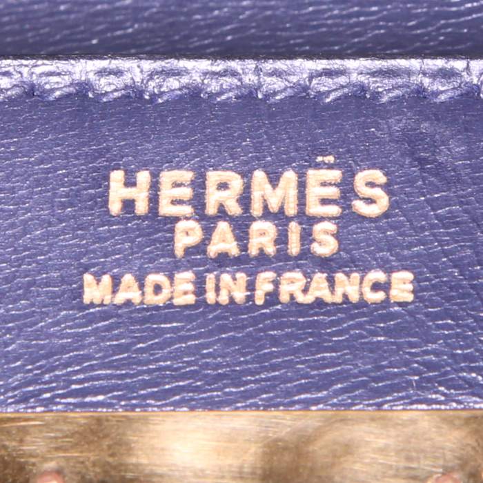 Hermes Kelly 32 cm handbag in navy blue box leather - Detail D4