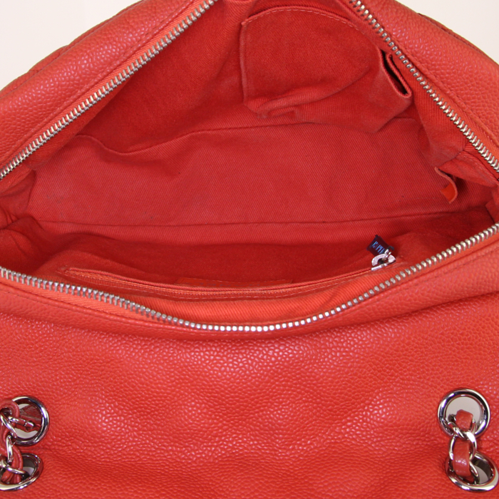 Borsa a tracolla Chanel  Timeless Classic in pelle martellata e trapuntata rossa - Detail D3