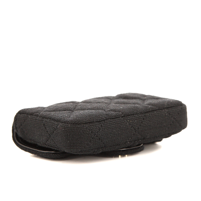Chanel Pochette ceinture super mini pouch in black jersey - Detail D4
