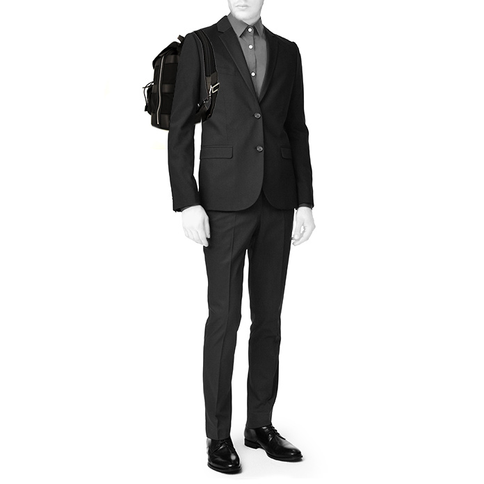 Sac à dos Berluti en toile noire et cuir noir - Detail D1