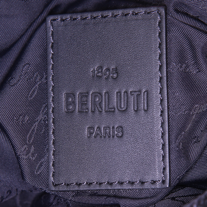 Berluti backpack in black canvas and black leather - Detail D3