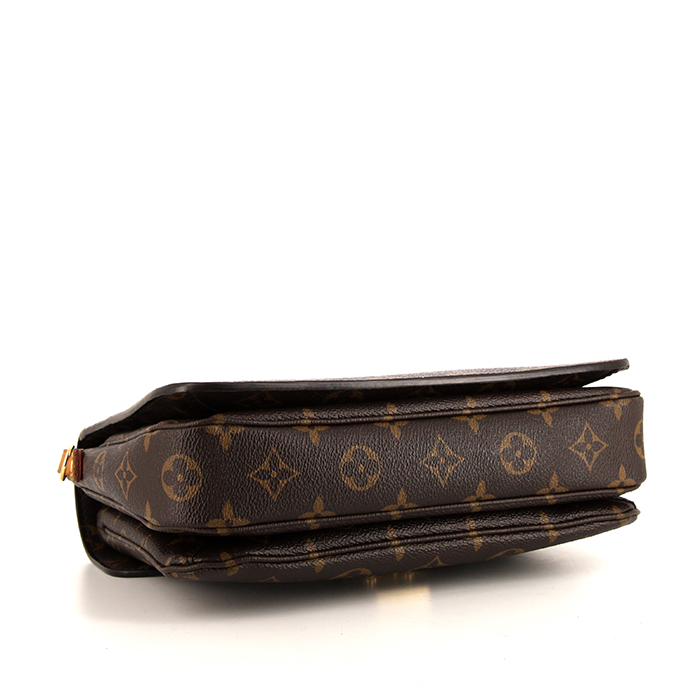 Bolso bandolera Louis Vuitton Metis en lona Monogram marrón y cuero natural - Detail D5