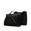 Bolso bandolera Hermès Herbag - Shop Bag en lona negra y cuero negro - 00pp thumbnail