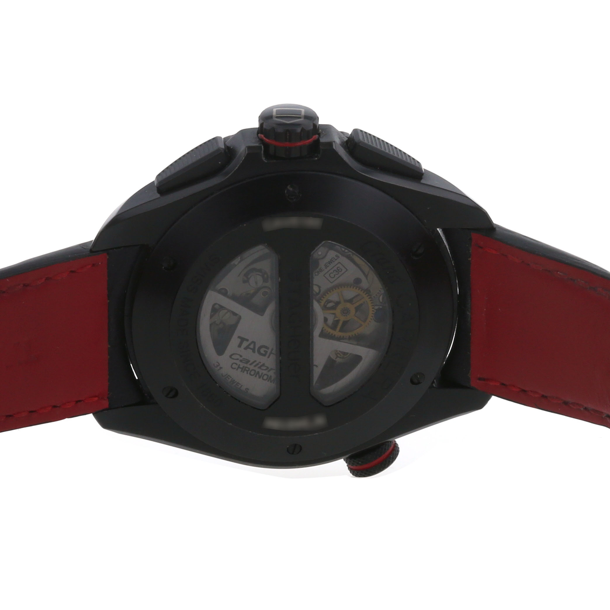 TAG Heuer Grand Carrera watch in titanium Ref:  CAV5185 Circa  2010 - Detail D1
