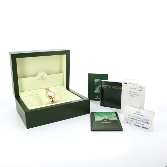 Montre Rolex Lady Oyster Perpetual en or jaune Ref :  76188 Vers  2006 - Detail D2
