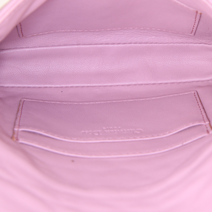 Dior mini shoulder bag in varnished pink leather cannage - Detail D2