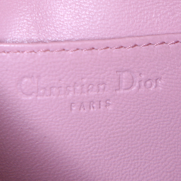 Sac bandoulière Dior mini en cuir cannage rose-pale - Detail D3