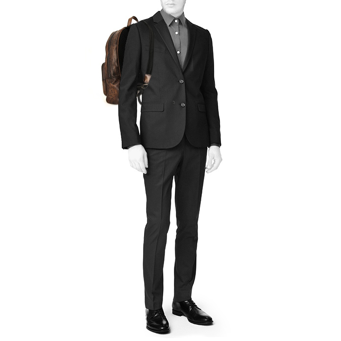 Sac à dos Berluti   en cuir dégradé marron et toile noire - Detail D1