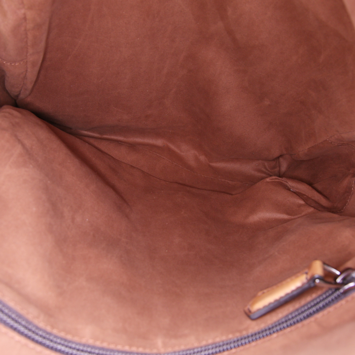 Mochila Berluti   en cuero degradado marrón y lona negra - Detail D2