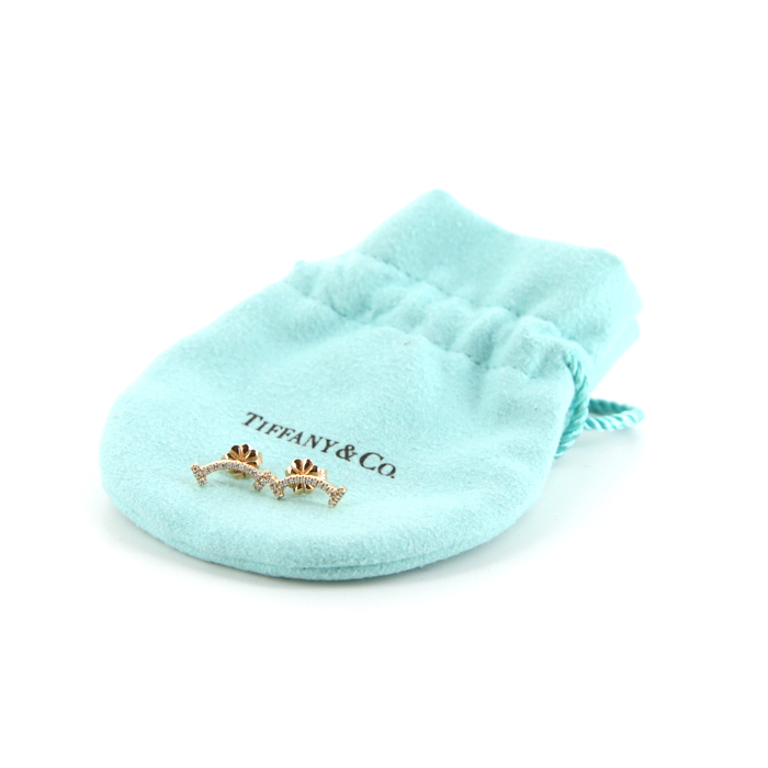 Pendientes Tiffany 
Co Smile T en oro rosa y diamantes - Detail D2