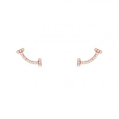 Paire de boucles d'oreilles Tiffany 
Co Smile T en or rose et diamants