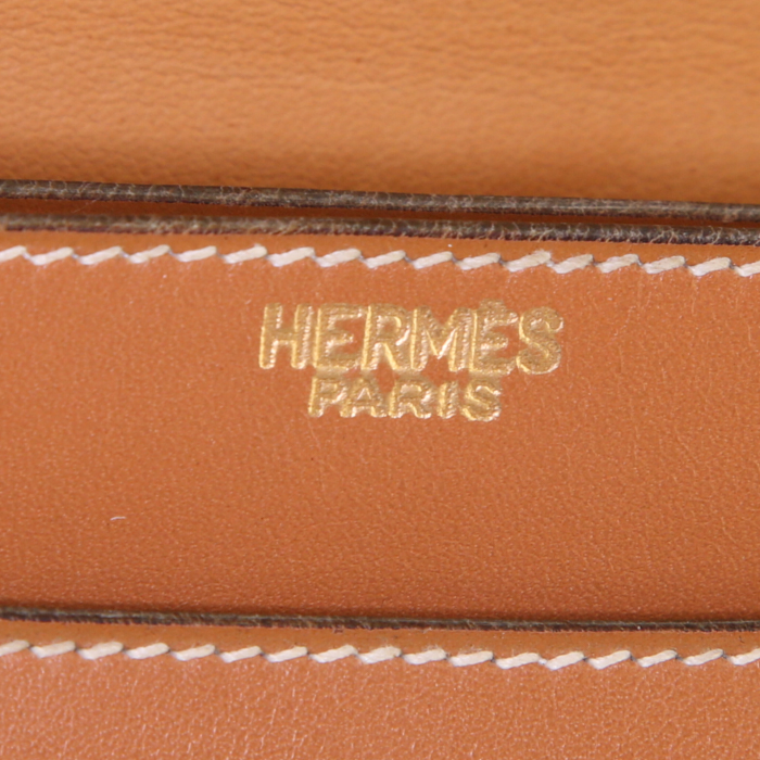 Sac à main Hermès Vintage en cuir box gold - Detail D3