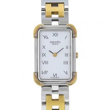 Hermès Croisiere watch in stainless steel and gold plated Circa  1990