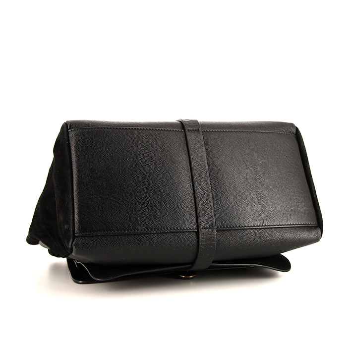 Jerome Dreyfuss Edouard bag in black leather and black suede - Detail D5