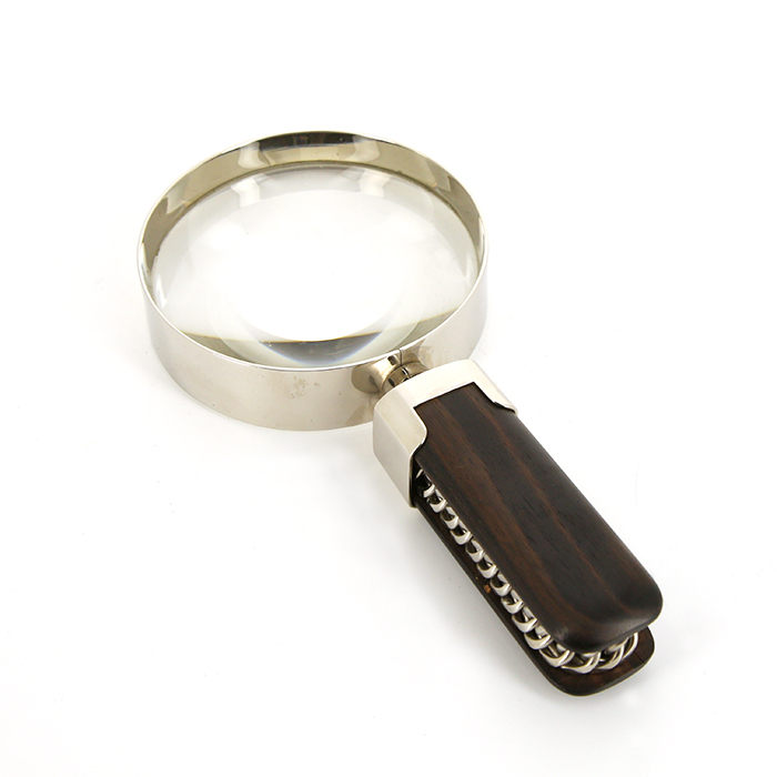 Hermès, rare magnifying glass, in silvered metal by Ravinet Denfert and rosewood, original box, signed, circa 1980 - Detail D2