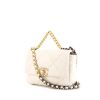 Chanel 19 shoulder bag in white quilted leather - 00pp thumbnail