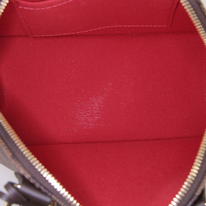 Bolso de mano Louis Vuitton Alma BB en lona a cuadros marrón y cuero marrón - Detail D3