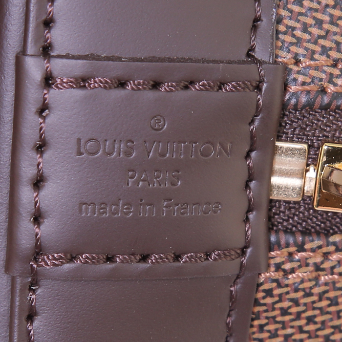 Louis Vuitton Alma BB handbag in brown damier canvas and brown leather - Detail D4