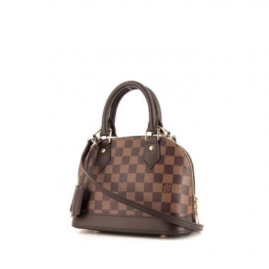 Bolso de mano Louis Vuitton Alma BB en lona a cuadros marrón y cuero marrón