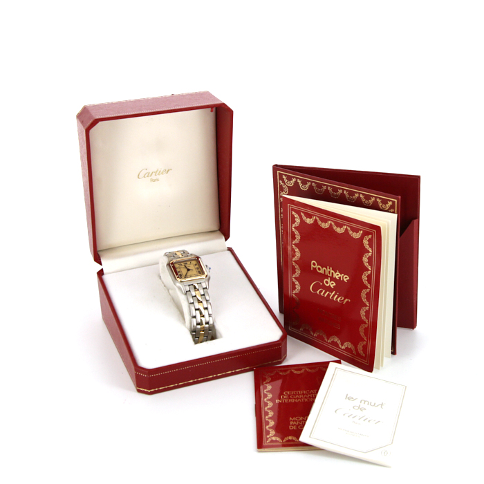 Cartier Panthère  medium model watch in gold and stainless steel Ref:  183949 Circa  1990 - Detail D2