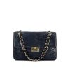 Chanel Vintage handbag in navy blue quilted leather and navy blue canvas - 360 thumbnail