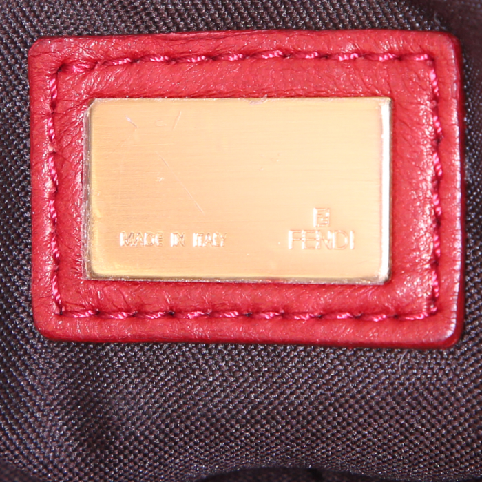 Fendi handbag in monogram canvas and red leather - Detail D4