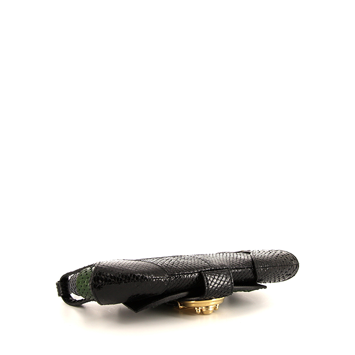 Fendi handbag in black, green and brown python - Detail D4
