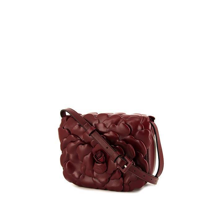 Valentino Garavani Rose Edition shoulder bag in burgundy leather - 00pp