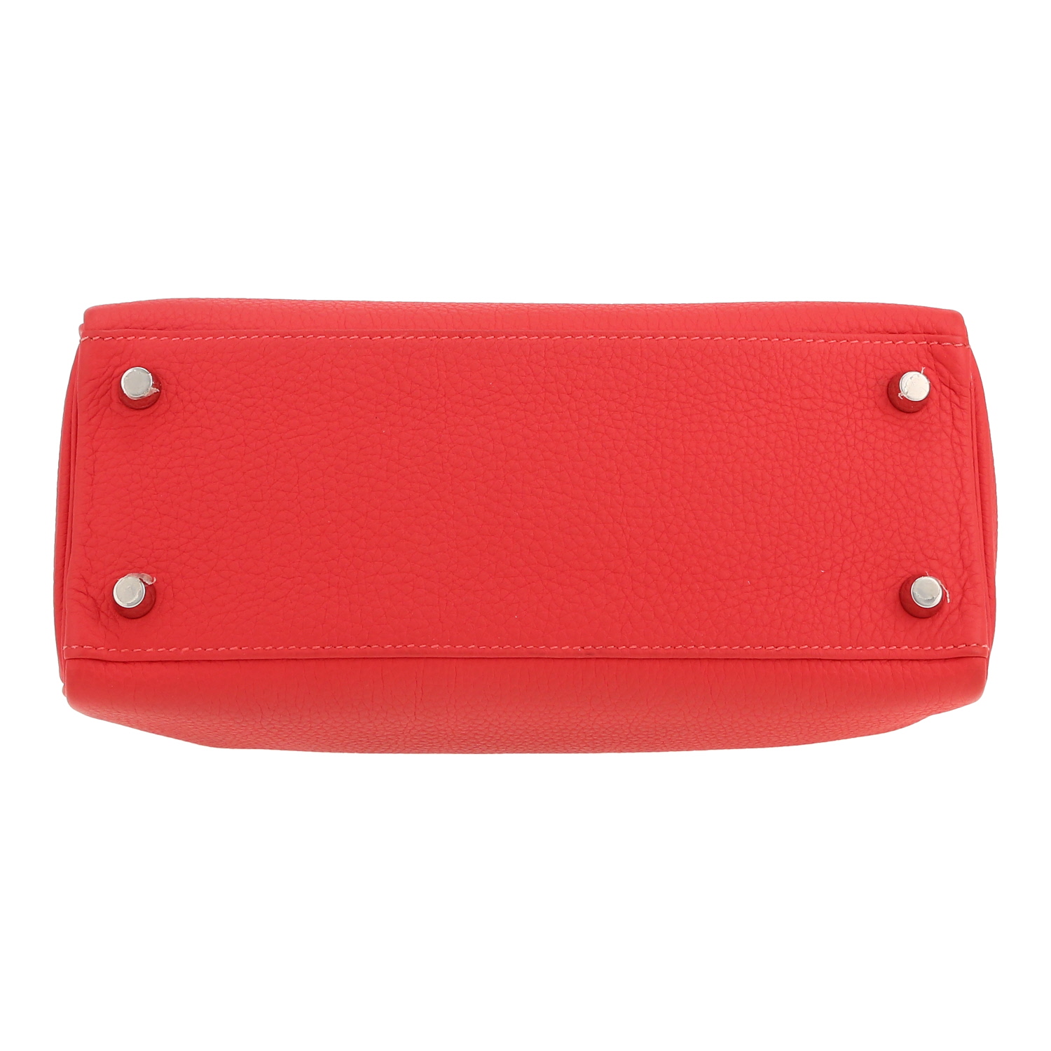 Sac à main Hermès  Kelly 25 cm en cuir togo rouge Pivoine - Detail D1