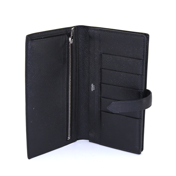 Portefeuille Hermès Béarn en cuir epsom noir - Detail D2