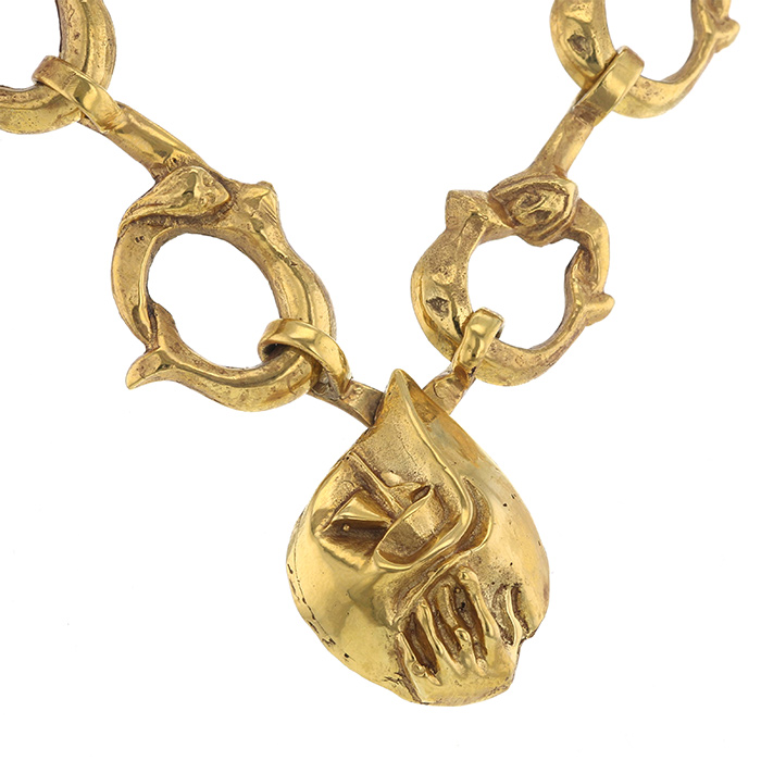 Line Vautrin, “Ulysse” necklace, in gilded bronze, monogrammed, around 1945 - Detail D1