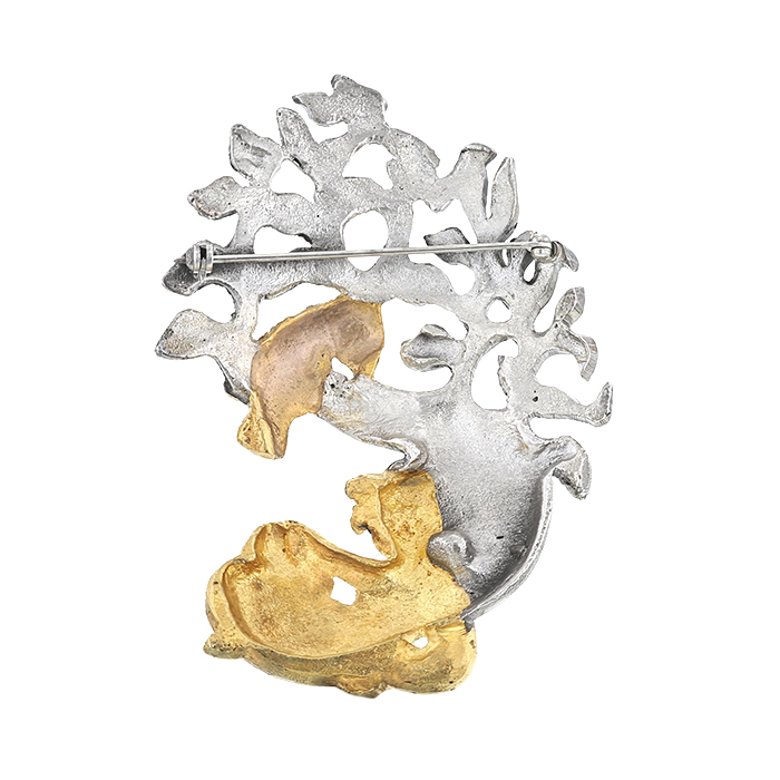 Line Vautrin, “Pomone” brooch, in gilded and silvered bronze, monogrammed, of 1945 - Detail D1