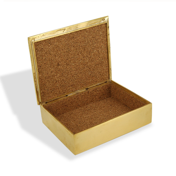 Line Vautrin, boîte "L'anémone et l'ancolie", en bronze doré, signée, des années 1950