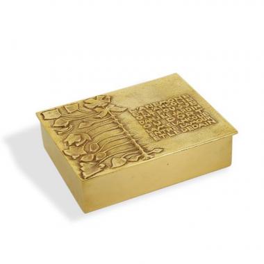 Line Vautrin, boîte "L'anémone et l'ancolie", en bronze doré, signée, des années 1950