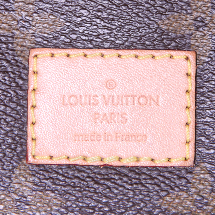 Bolso bandolera Louis Vuitton Saumur modelo pequeño en lona Monogram revestida marrón y cuero natural - Detail D3