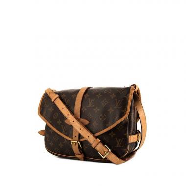 Bolso bandolera Louis Vuitton Saumur modelo pequeño en lona Monogram revestida marrón y cuero natural