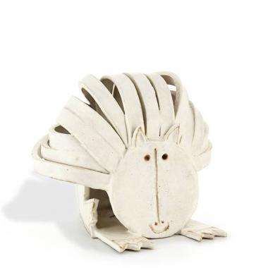 Bruno Gambone, "Lion", grande sculpture en grès émaillé, signée, des années 1980