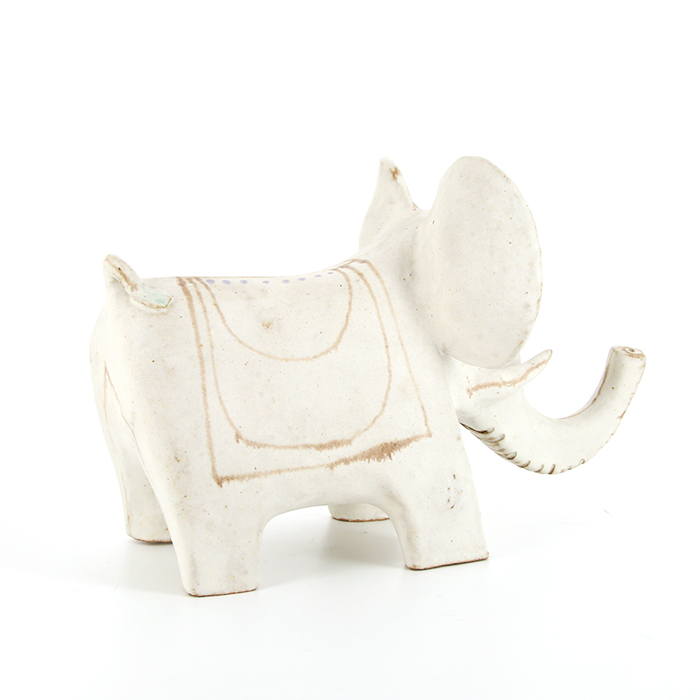 Bruno Gambone, "Elephant", sculpture in glazed stoneware from the 1990's, signed - Detail D1