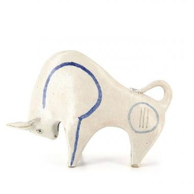 Bruno Gambone, "Bull", sculpture in glazed stoneware from the 1970/80's, signed