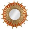 Mithé Espelt, large and rare "Feu" ("Fire") mirror, in embossed and glazed earthenware, crackled gold, of 1975 - 00pp thumbnail