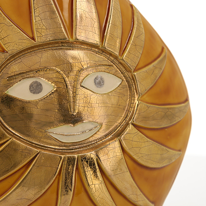 Mithé Espelt, rare pied de lampe "Soleil", en terre estampée et émaillée, or craquelé, des années 1960 - Detail D4