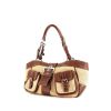 Prada handbag in beige wicker and brown grained leather - 00pp thumbnail