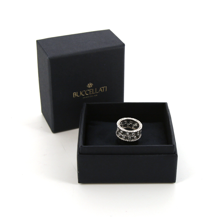 Anello Buccellati Eternelle Ramage in oro bianco e diamanti - Detail D2
