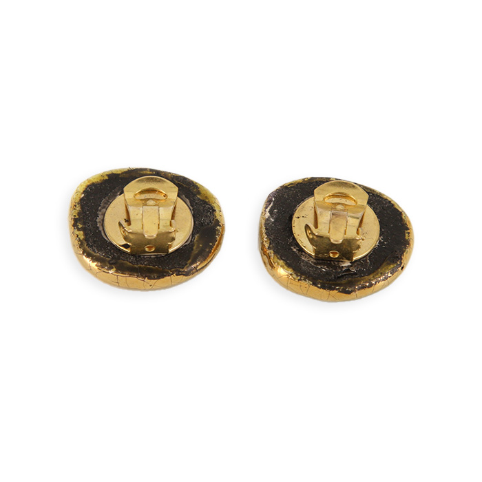 Mithé Espelt, a pair of earrings clip, jewellery in glazed earthenware and crackled gold, from the 1949's - Detail D1