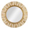 Mithé Espelt, large and rare "Soleil" mirror, in embossed and glazed earthenware, crackled gold and crystallized glass, of 1975 - 00pp thumbnail
