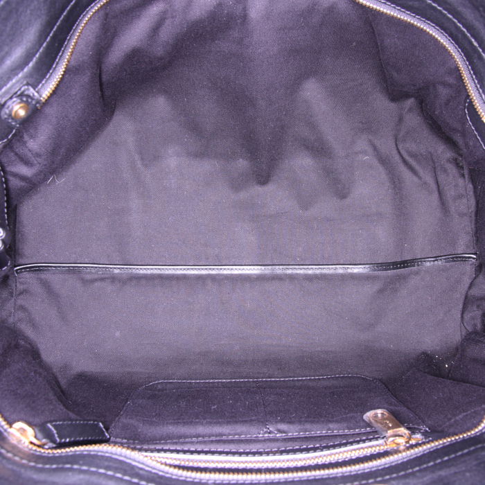 Bolso de mano Chloé Alice en cuero bicolor negro y color topo - Detail D2