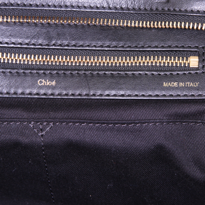 Bolso de mano Chloé Alice en cuero bicolor negro y color topo - Detail D3