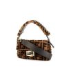 Fendi Baguette handbag in brown woollen fabric and black leather - 00pp thumbnail