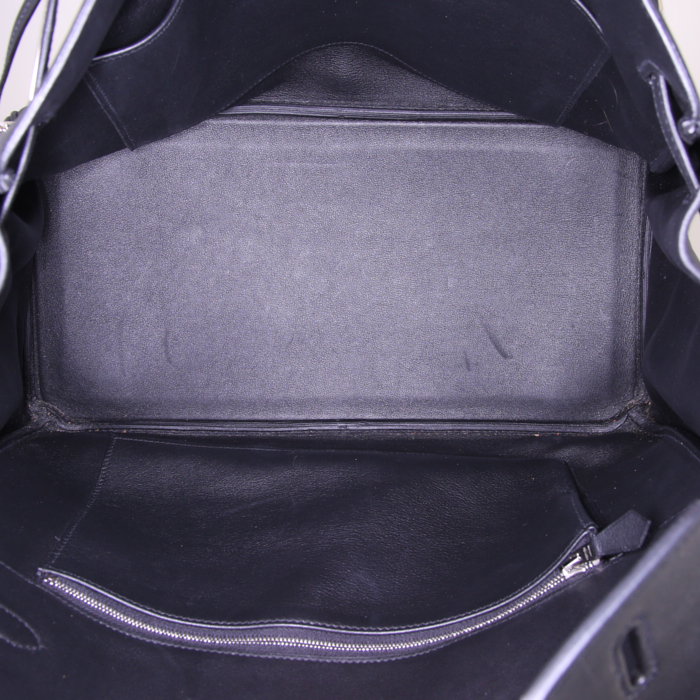 Bolso de mano Hermes Birkin 35 cm en cuero swift negro - Detail D2