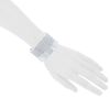 Bracelet manchette ouvert Hermès Eclipse grand modèle en argent - Detail D1 thumbnail